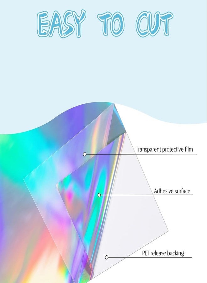 ERATO ورق فينيل إراتو الفضي بألوان قوس قزح، ذاتي اللصق، 30 × 60 سم، ورق جدران زخرفي للأعمال اليدوية - Image 2